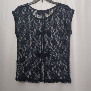 L.O.V. WOMEN'S SLEEVELESS LACE BACK BOW DETAIL BLOUSE